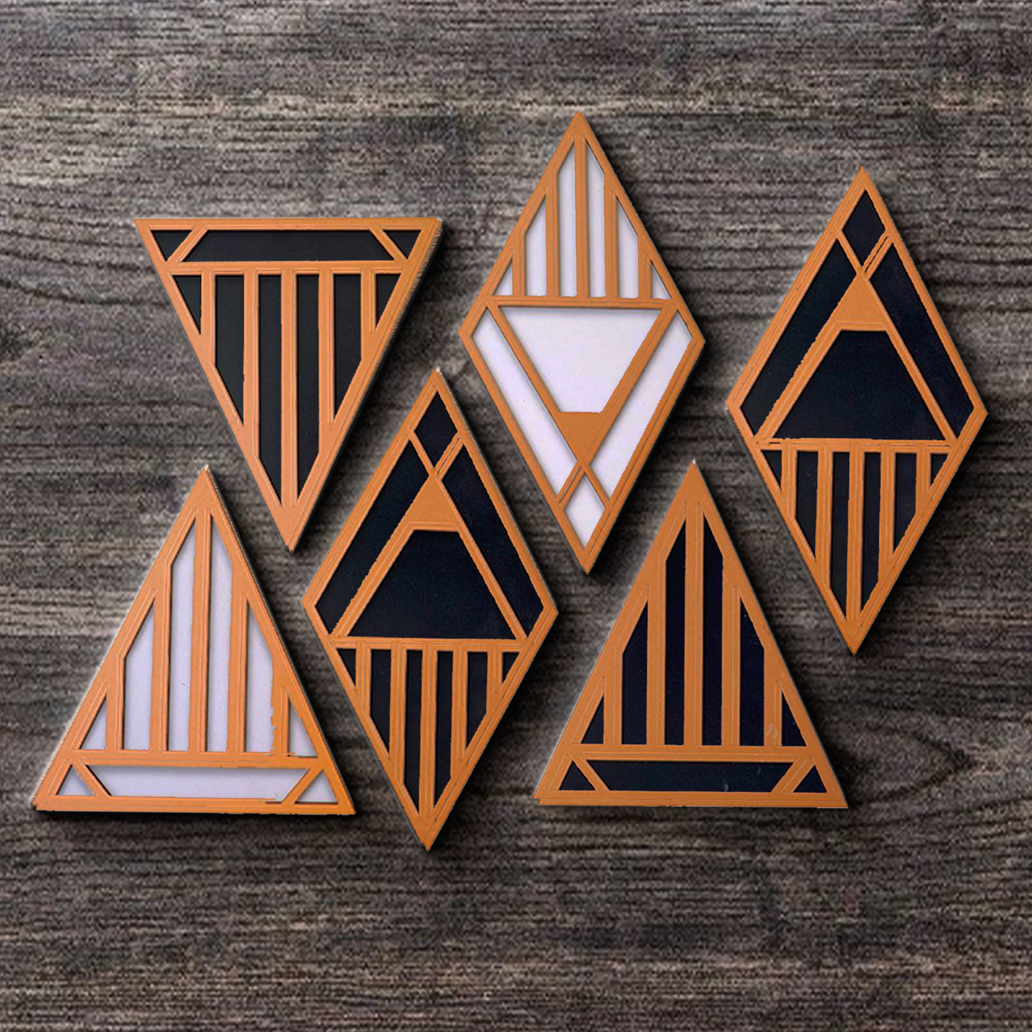 Set of 6 Triangle 3D Wall Art Panel