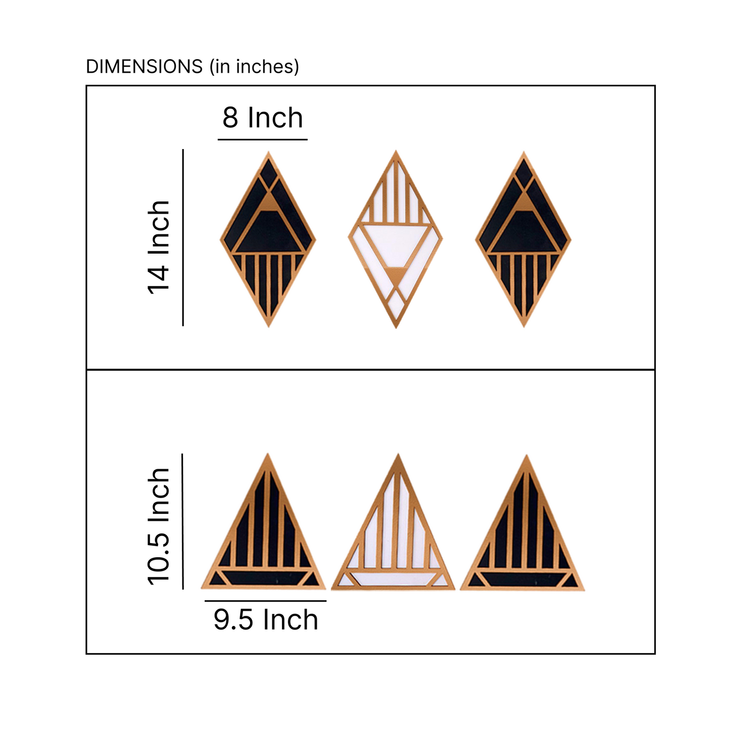 Set of 6 Triangle 3D Wall Art Panel