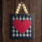 Red Heart in Square Wooden Wall Art