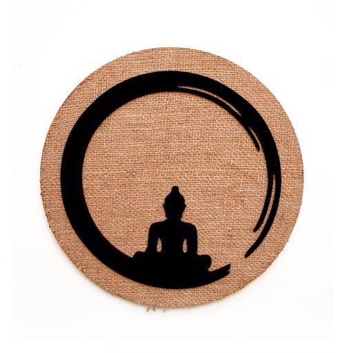 3D Round Buddha Wall Art With Jute Background