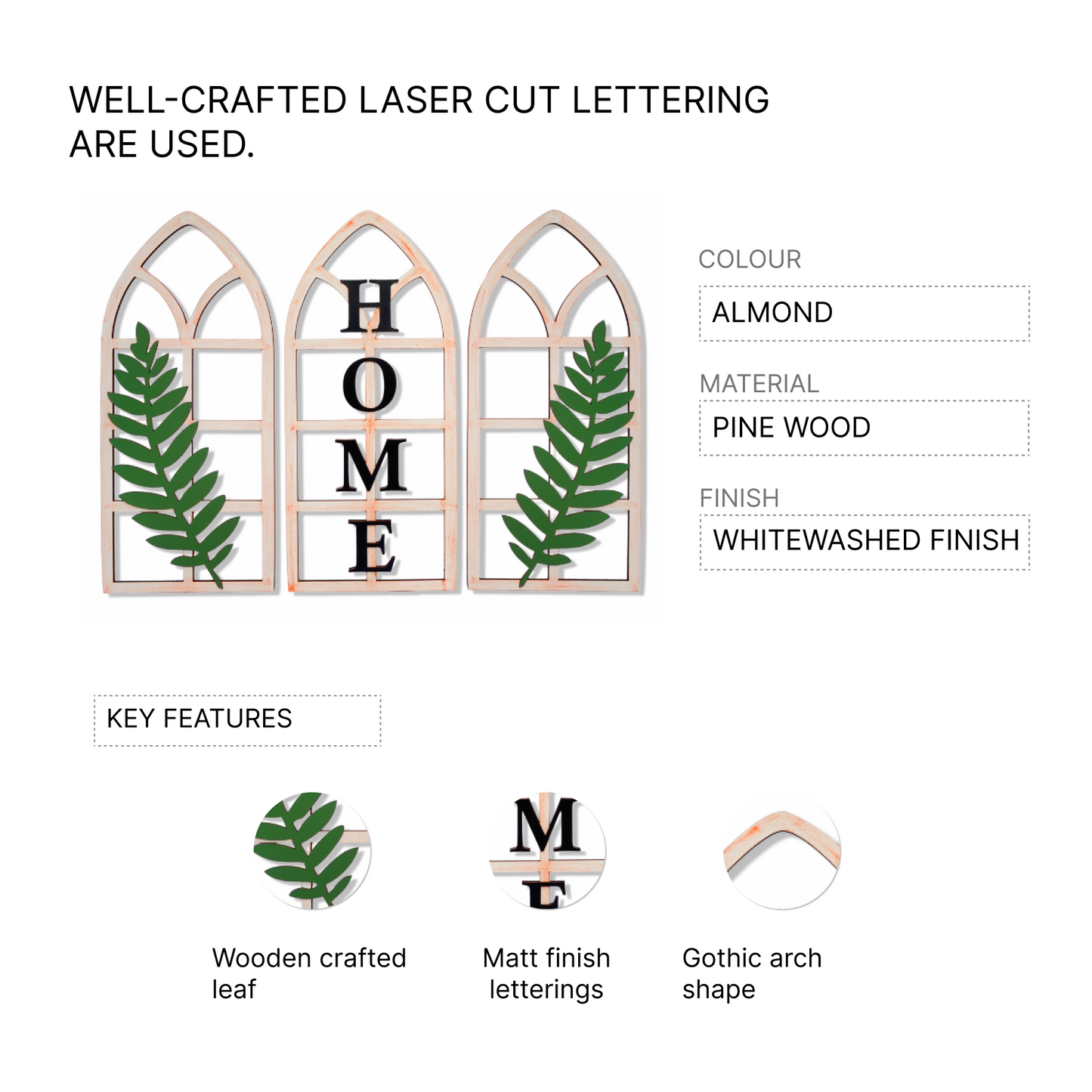 Gothic Botanical Window Wall Art Set of 3 Rustic Orange