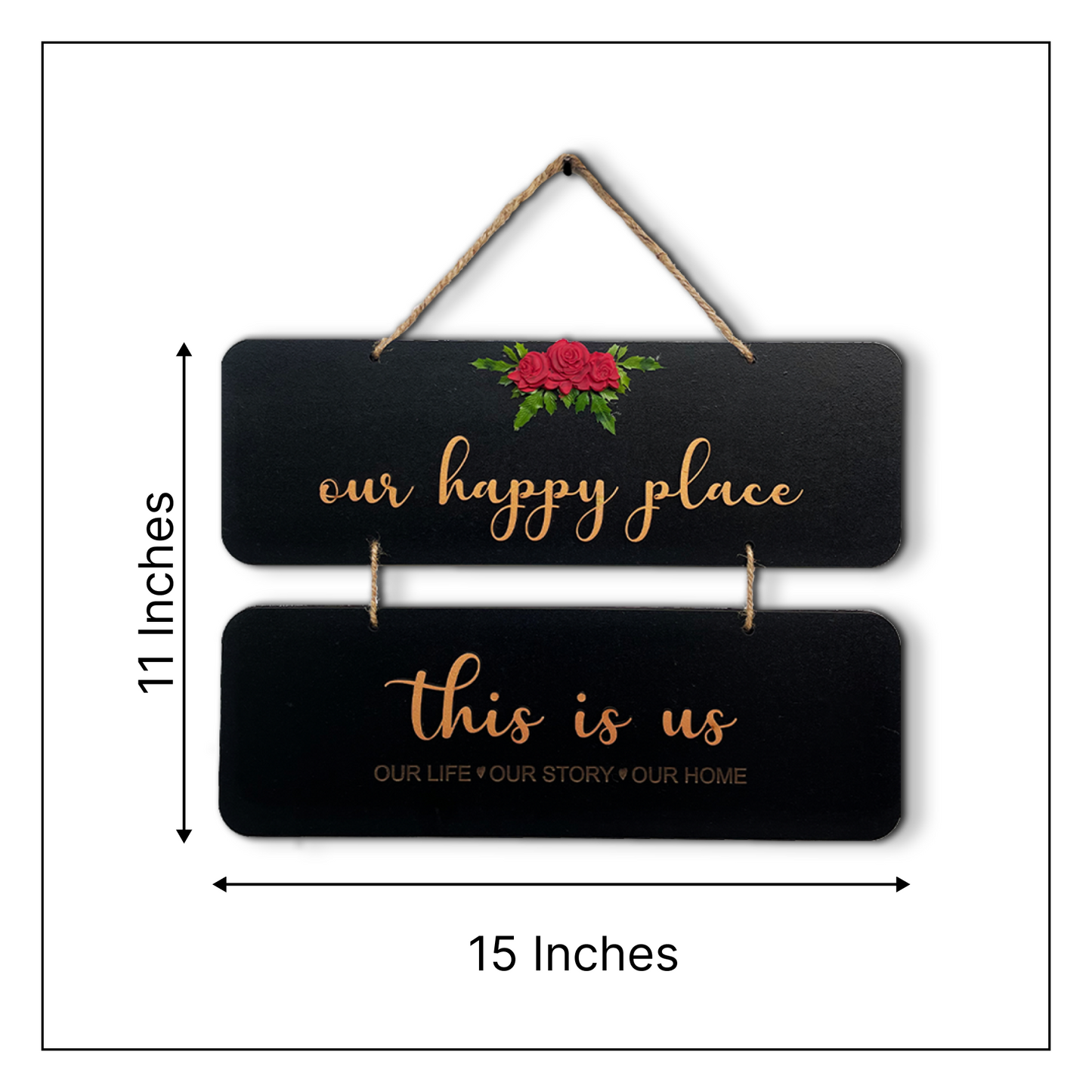 Our Happy Place 2 Layers Wooden Wall Hanging