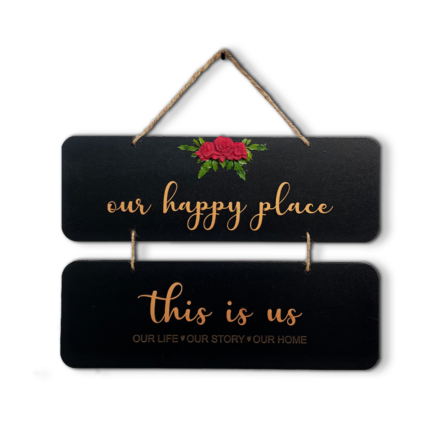 Our Happy Place 2 Layers Wooden Wall Hanging