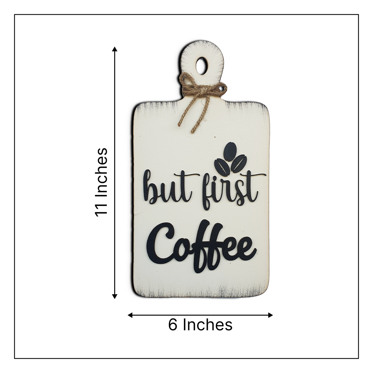 But First Coffee Quote Chop Board Wooden Wall Art for Kitchen, Café, and Restaurant