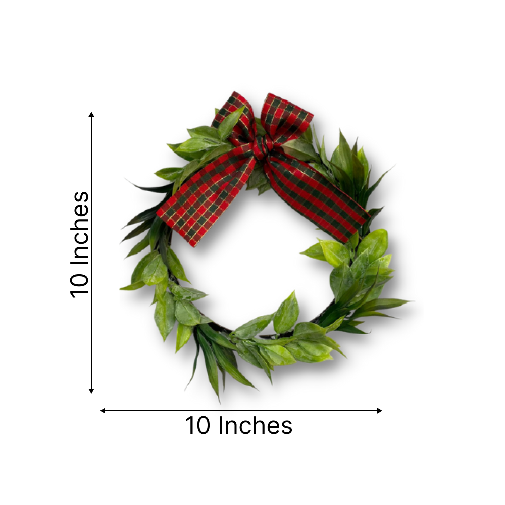 Leaves and Bow Beautiful Christmas Wreath Ring