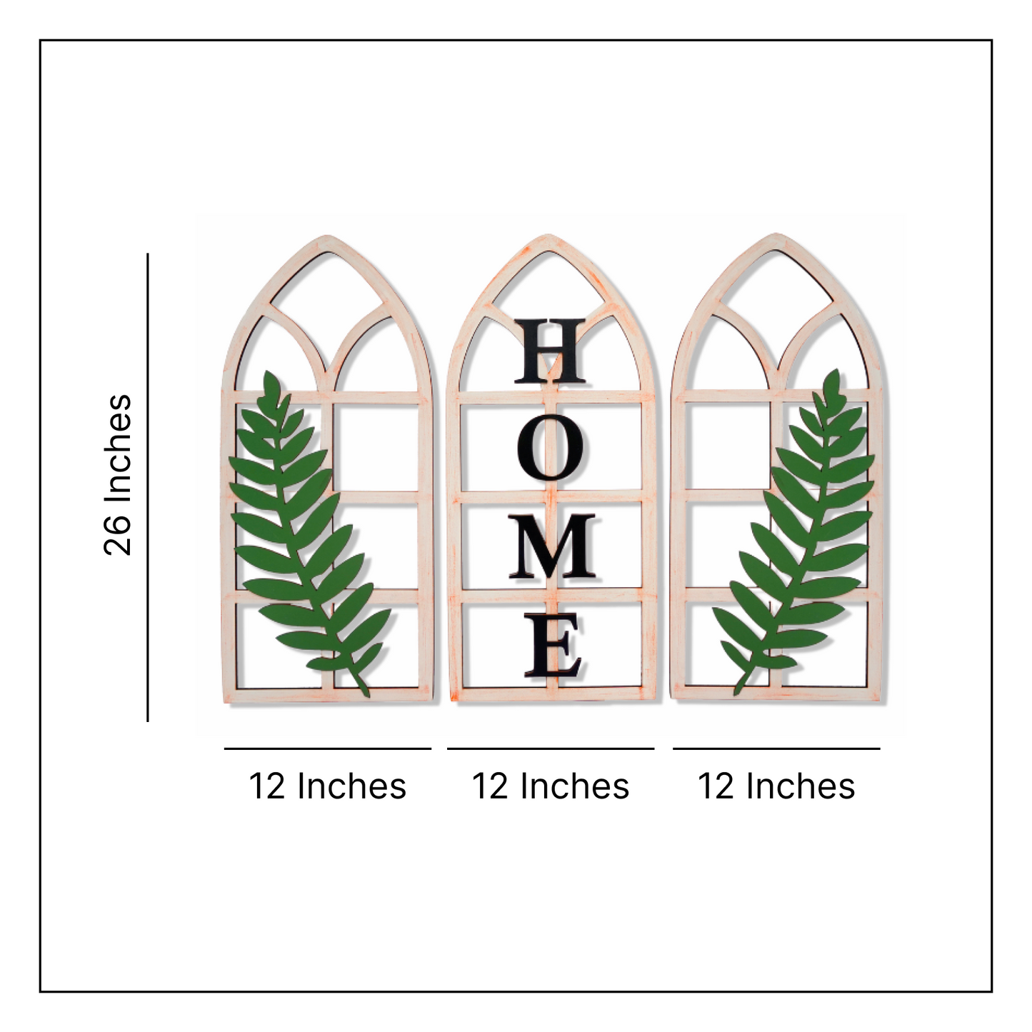 Gothic Botanical Window Wall Art Set of 3 Rustic Orange