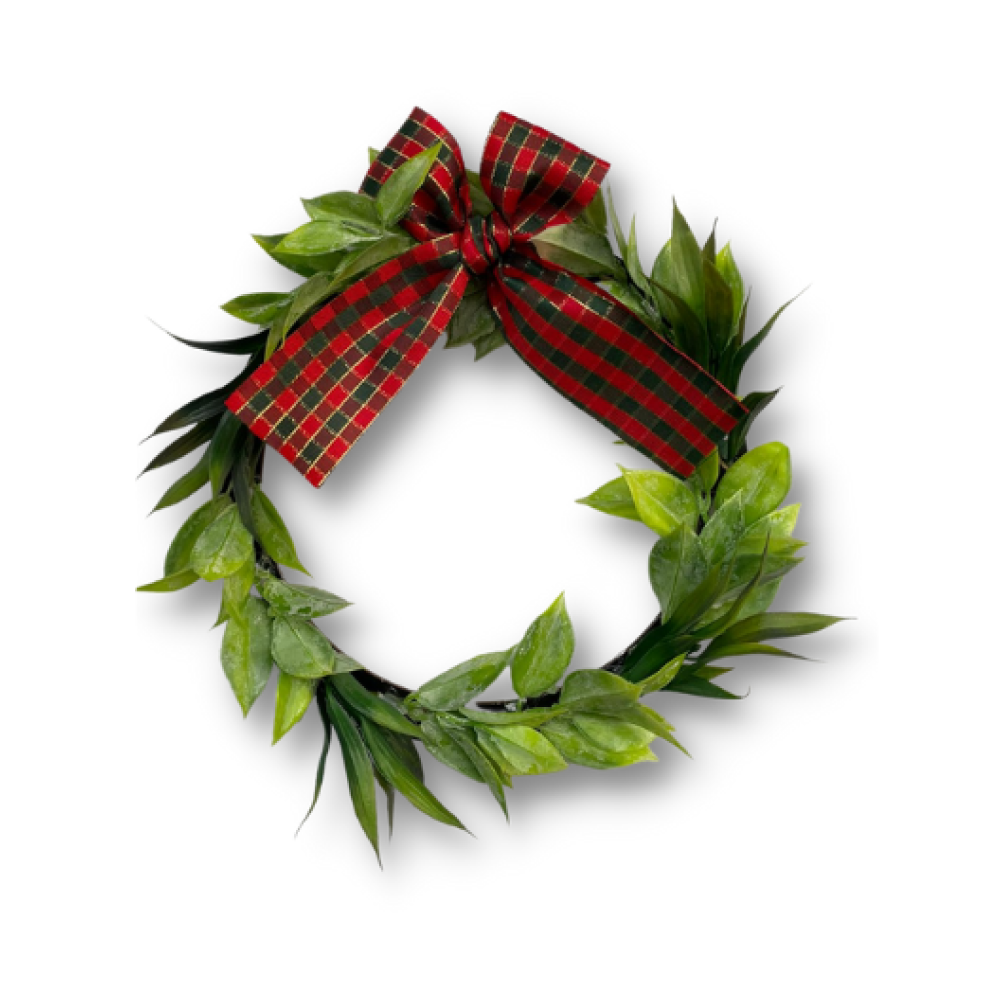 Leaves and Bow Beautiful Christmas Wreath Ring