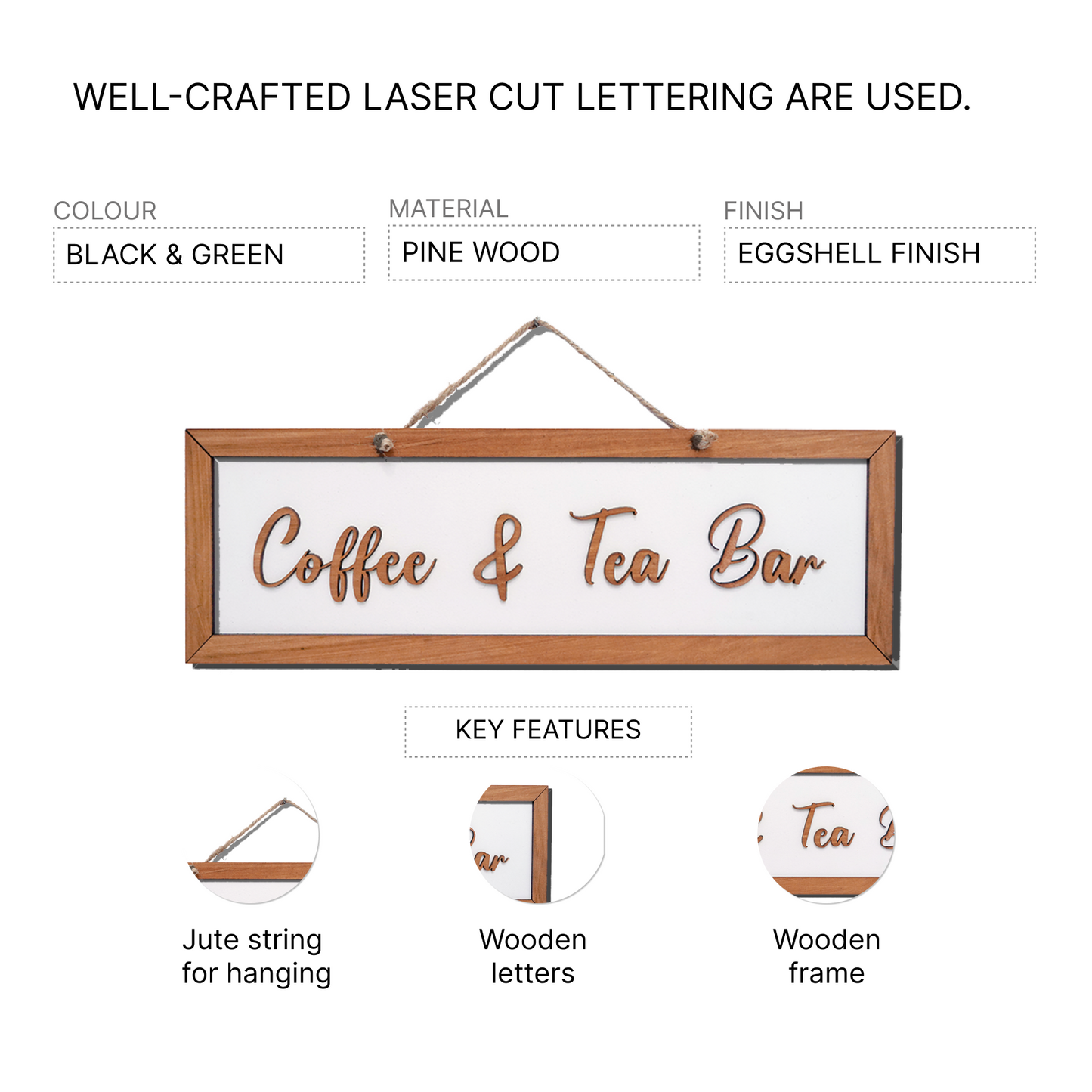 Coffee and Tea Quote Wooden Hanging Sign Board