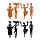 2 in 1 Color Tribal Women Wooden Gallery Wall Art Set of 4