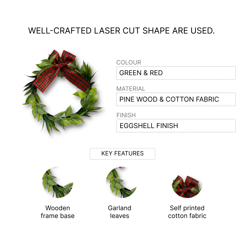 Leaves and Bow Beautiful Christmas Wreath Ring