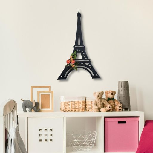 3D Eiffel Tower With Red Roses Wooden Wall Art