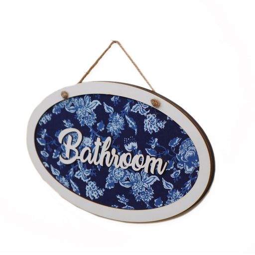Bathroom Wooden Oval Shape Hanging Sign Board