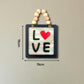 LOVE Square Wooden Wall Décor With Wooden Balls Hanging Rope