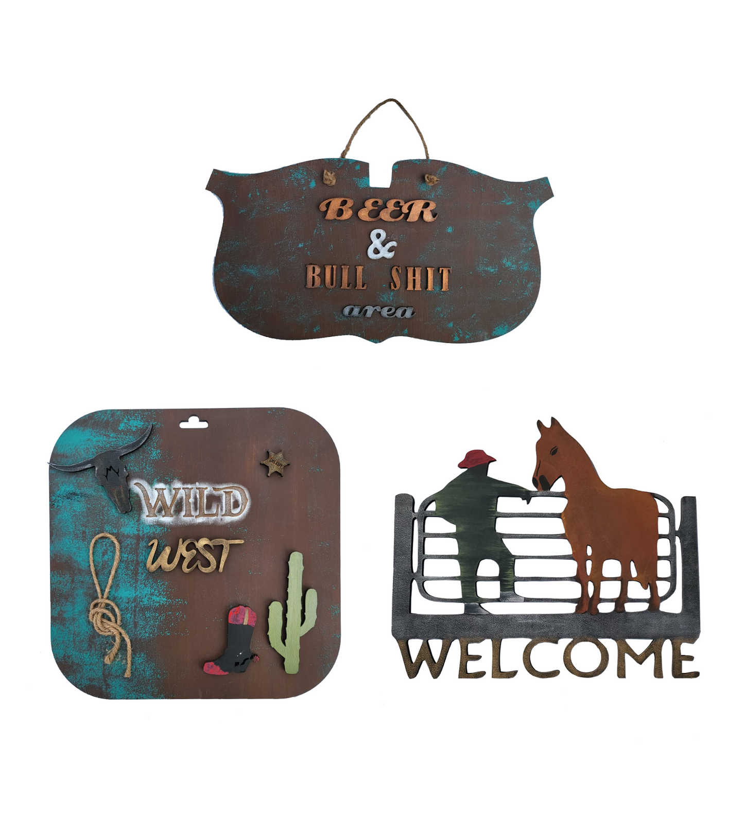 Rustic FarmHouse Theme Wooden Wall Art Set of 3