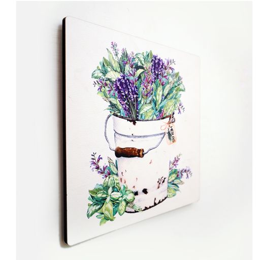 Herbs Rustic Bucket Planter Wooden Wall Art