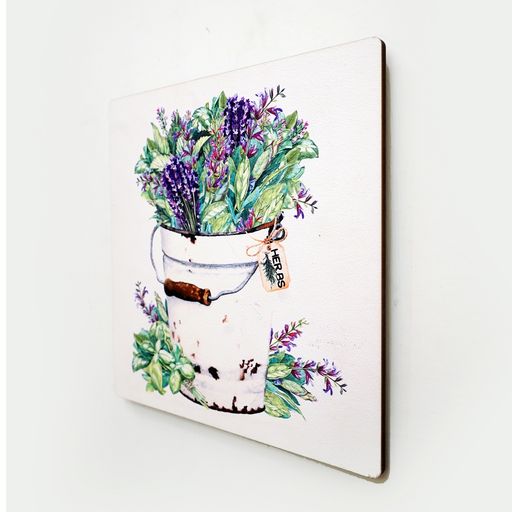 Herbs Rustic Bucket Planter Wooden Wall Art