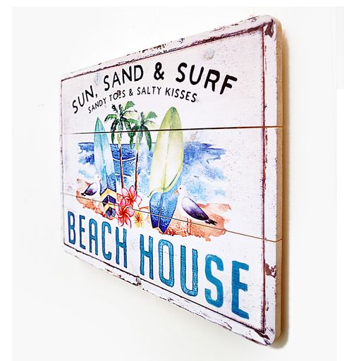 Wooden Rustic Summer Beach Sign Board Wall Art