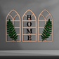 Gothic Botanical Window Wall Art Set of 3 Rustic Orange