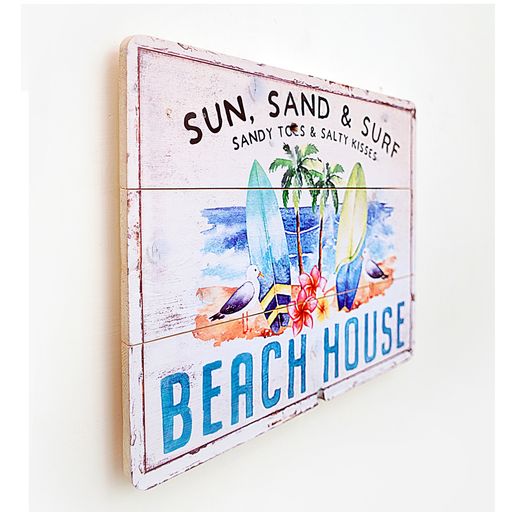 Wooden Rustic Summer Beach Sign Board Wall Art