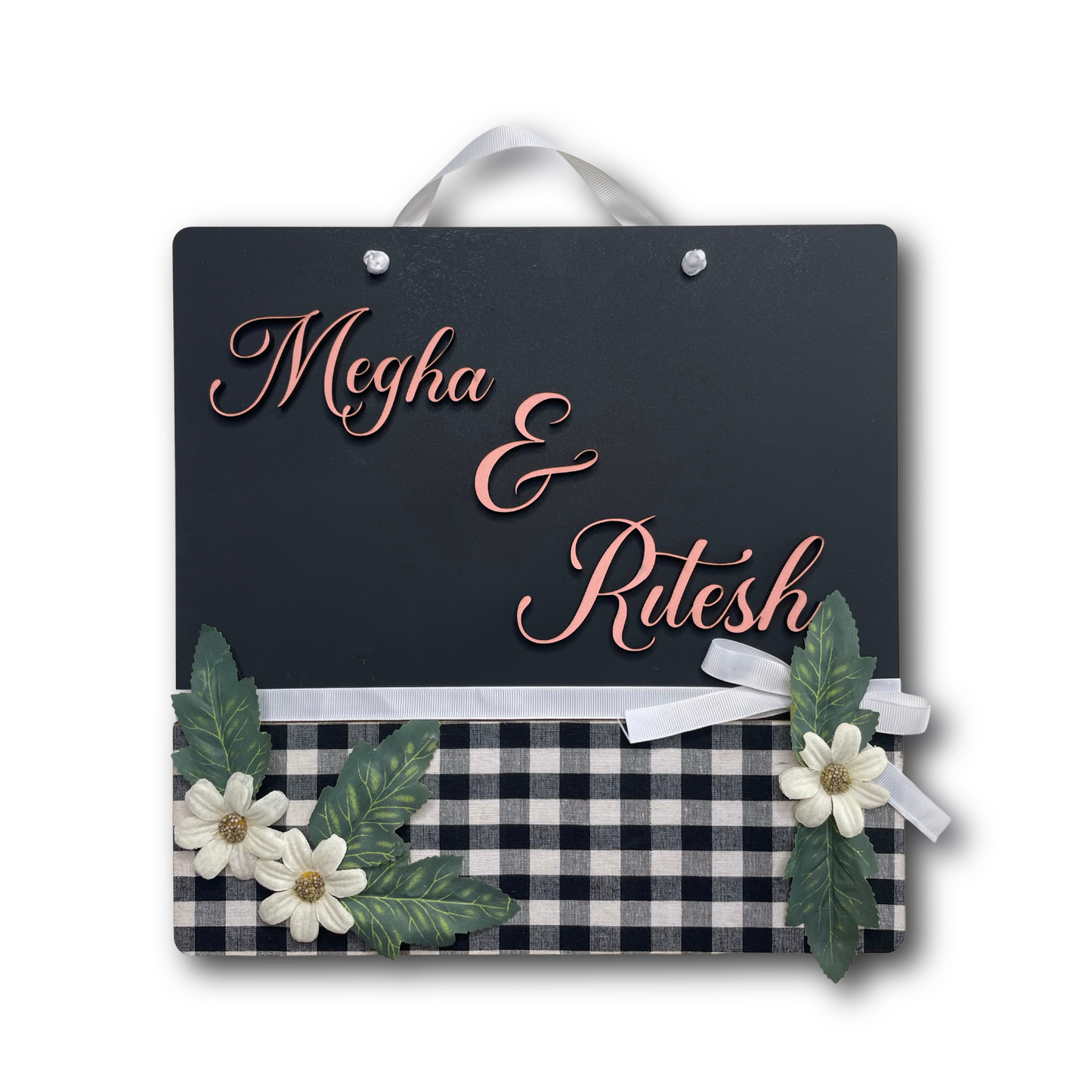 3D Black Square Nameplate With Buffalo Print For Personalization