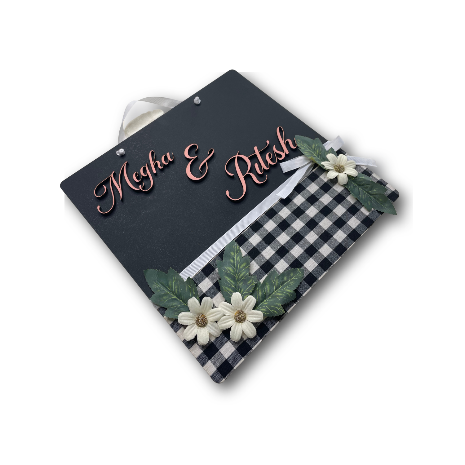 3D Black Square Nameplate With Buffalo Print For Personalization