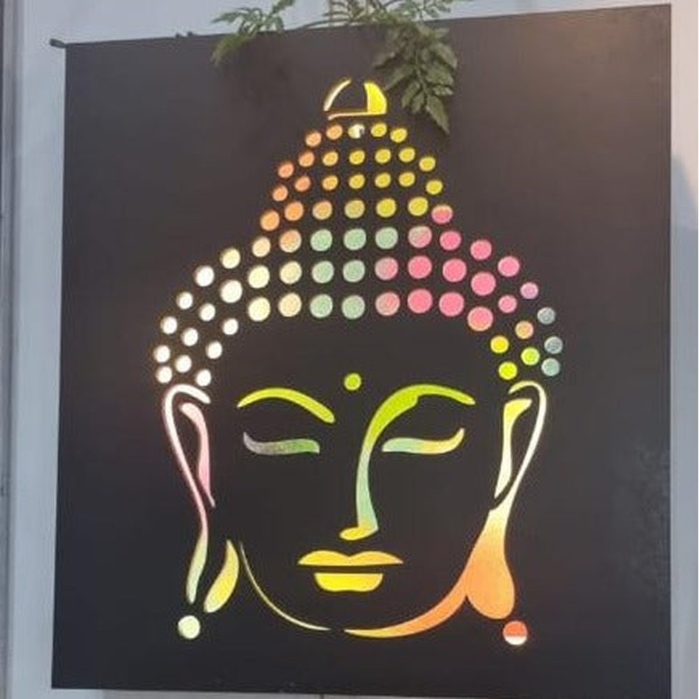 3D Square Buddha Décor Lamp With Colorful Backlights