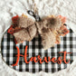 Harvest Pumpkin Theme Wooden Wall Art Styled With Jute Bow and Buffalo Print