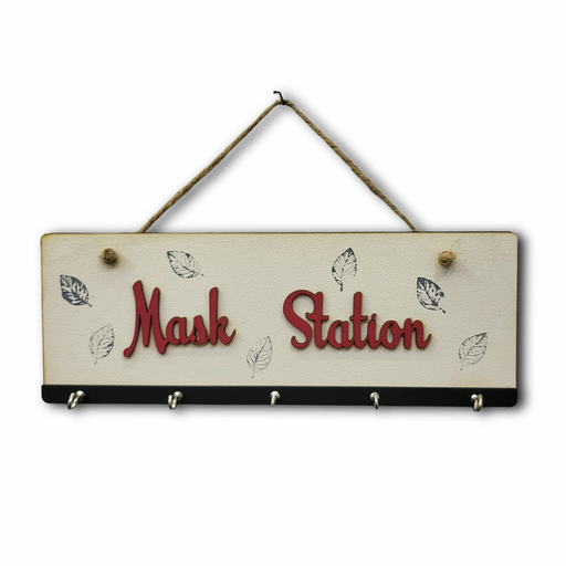 Mask Station Quote Mask and Key Holder With 5 Hooks