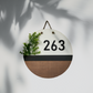 Round 3 Tone House Number Plate With Beautiful Leaves and Rope