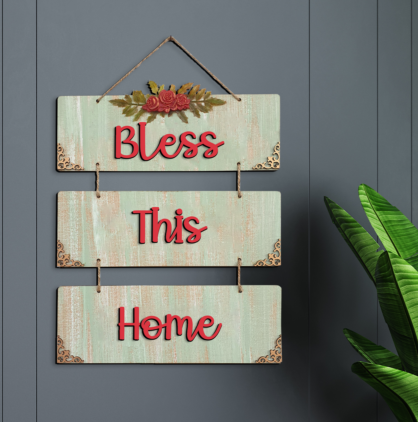 Thankful Grateful Blessed 3 Layer Decorative Wall Art