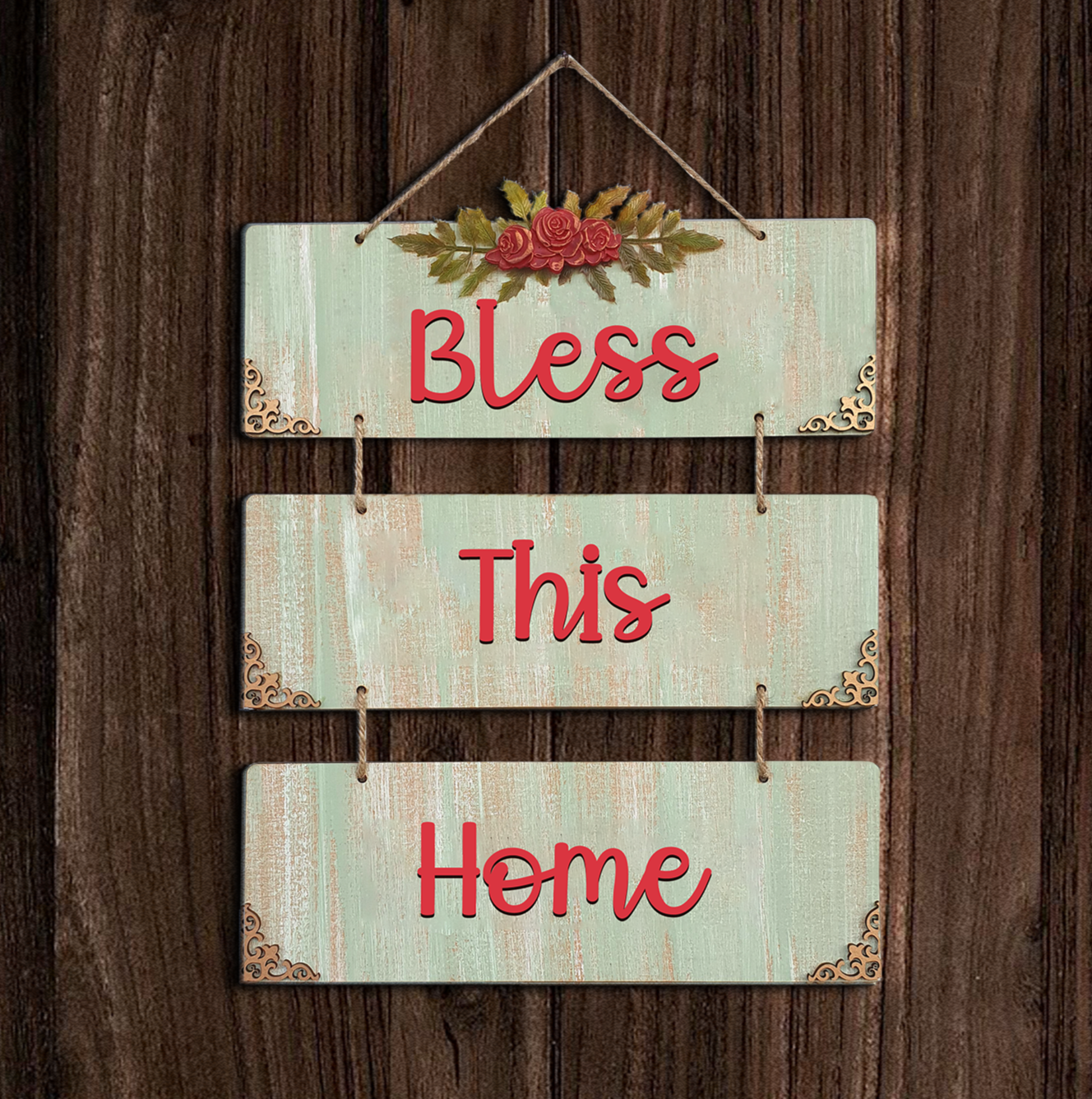 Thankful Grateful Blessed 3 Layer Decorative Wall Art