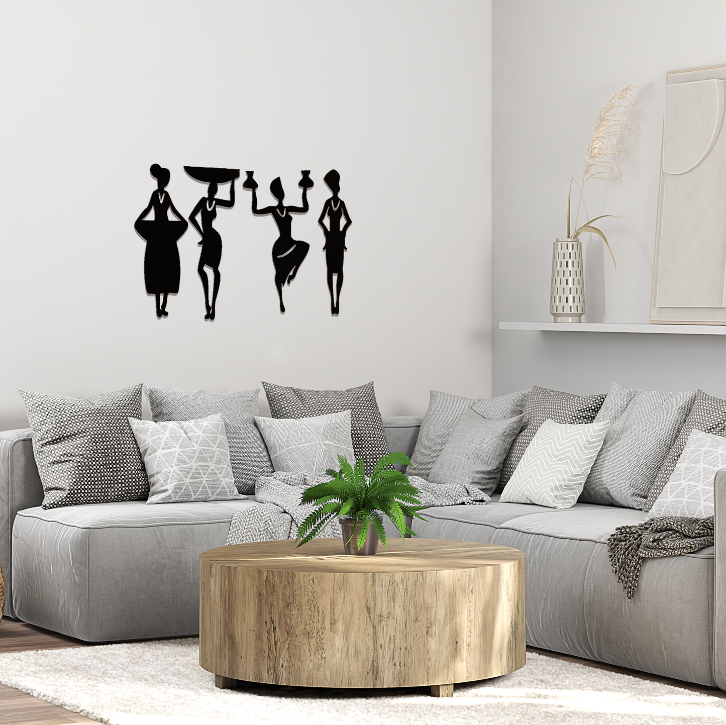 2 in 1 Color Tribal Women Wooden Gallery Wall Art Set of 4