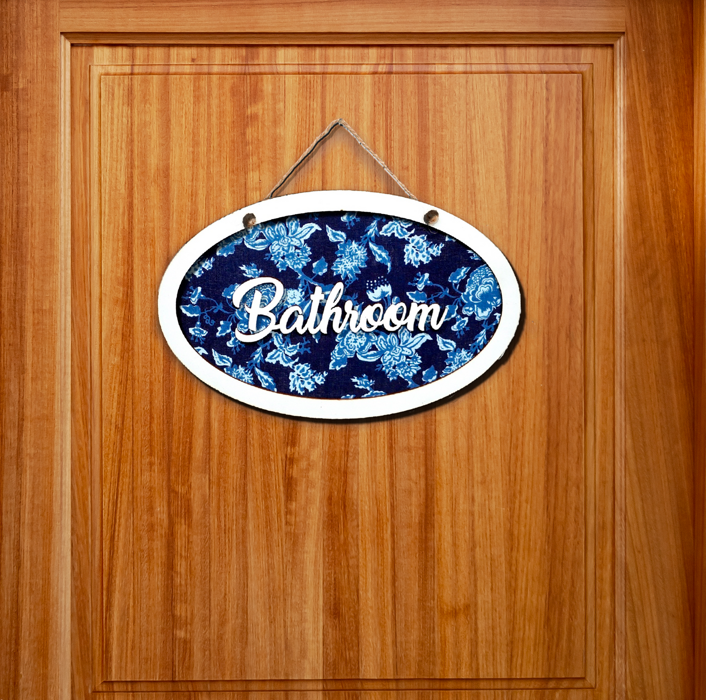Bathroom Wooden Oval Shape Hanging Sign Board