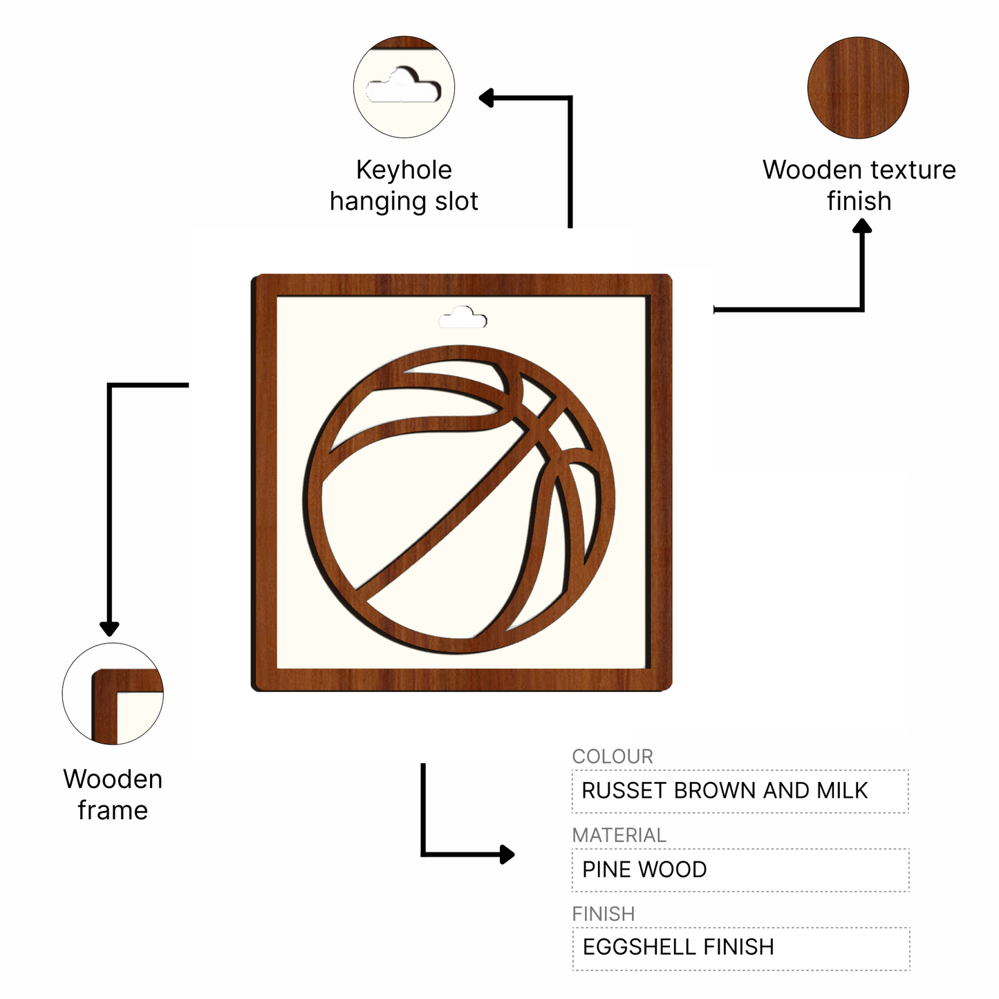 Basketball Framed Wooden Wall Art