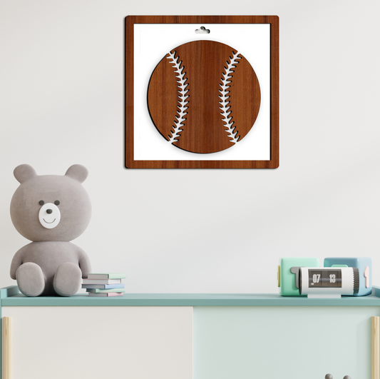 Baseball Framed Wooden Wall Art