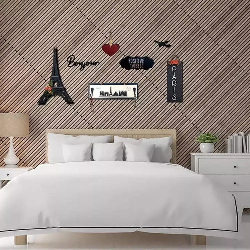 3D Wooden Paris Gallery Wall Art Set of 7