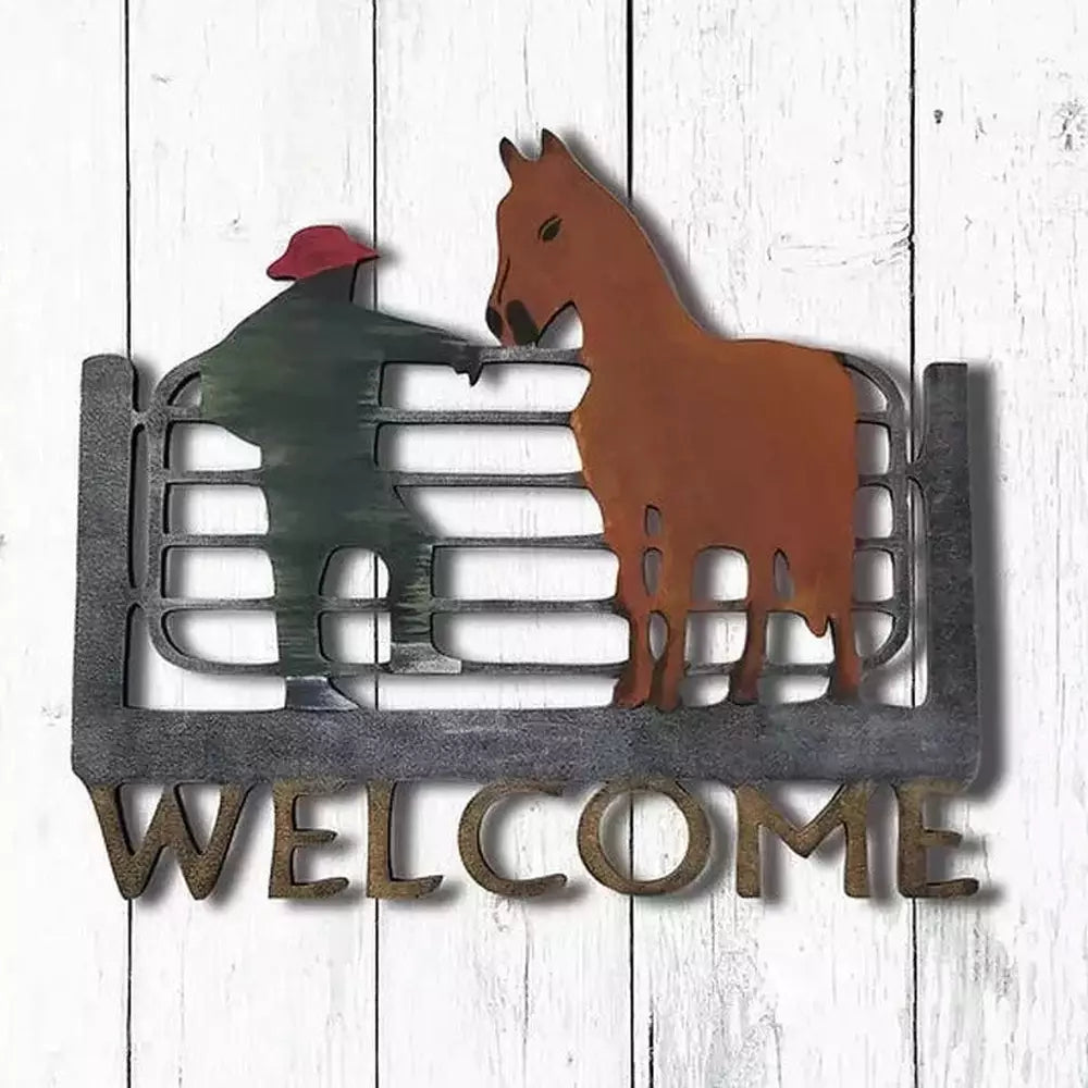 Man With A Horse Welcome Wall Art