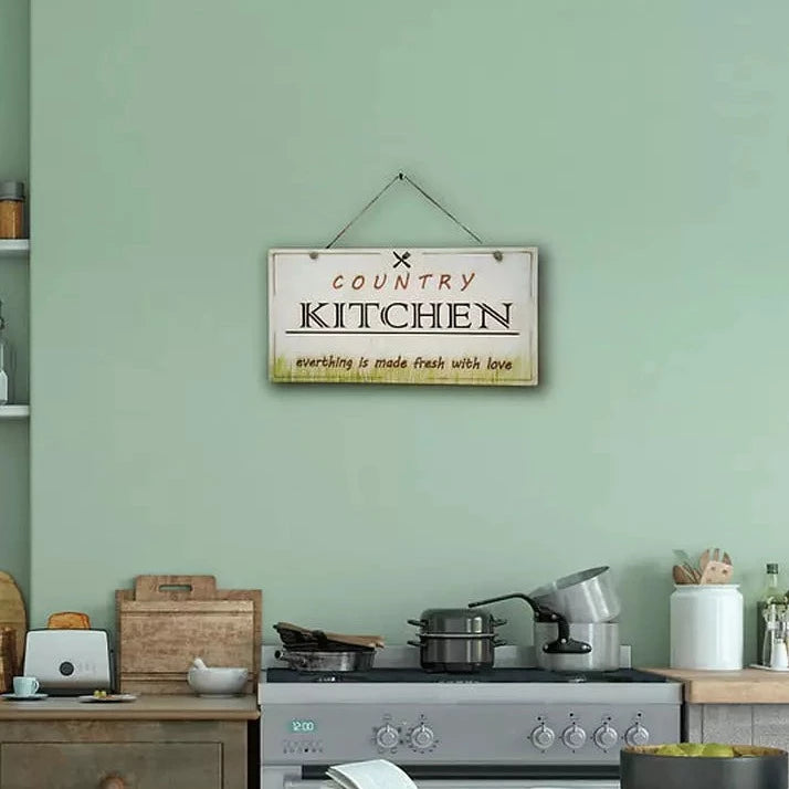 Country Kitchen Quote Rustic Wall Art - Ivory & Green