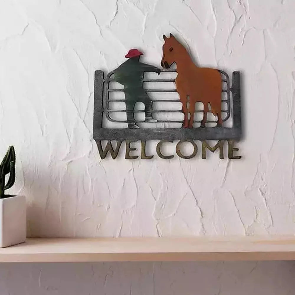 Man With A Horse Welcome Wall Art