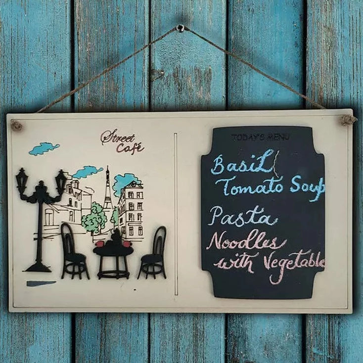 French Street Café Wall Décor with Chalk Board For Menu & Notes