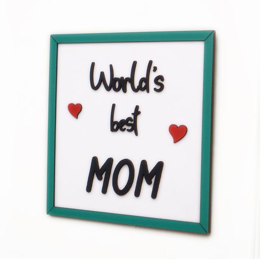 WORLD'S BEST MOM Quote Wooden Frame Wall Hanging