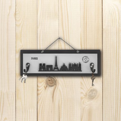 Paris Skyline Wall Décor With 2 Key Holders