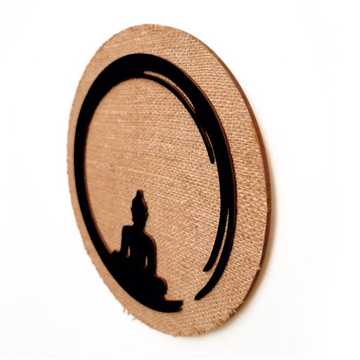 3D Round Buddha Wall Art With Jute Background