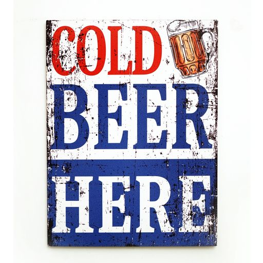 Cold Beer Here Rustic Wooden Sign Board Wall Art