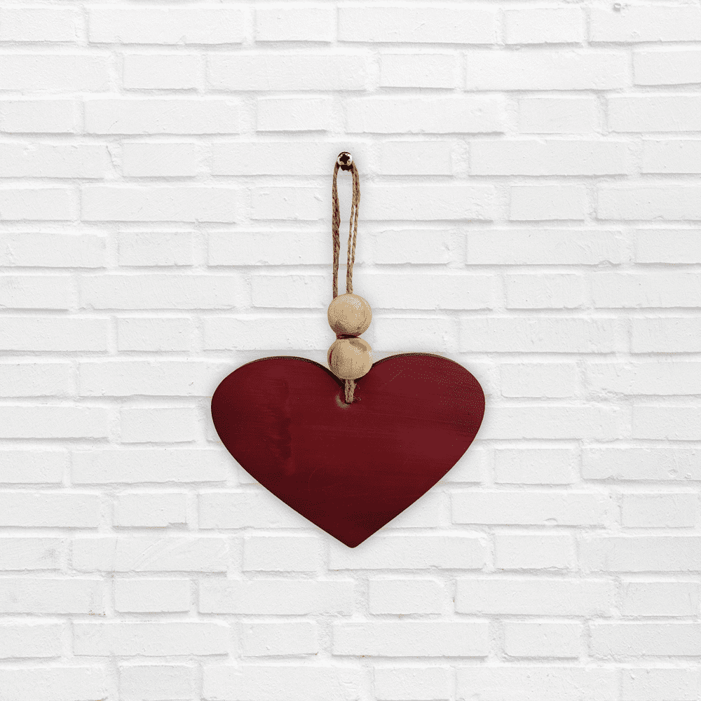 Small Red Heart Hanging Art With Balls