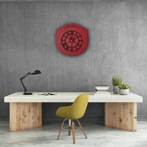 London Style Silent Wall Clock-Deep Red