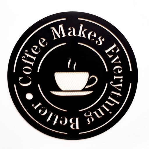 Coffee Quote Wooden Wall Signage 11 Inches Black