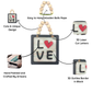 LOVE Square Wooden Wall Décor With Wooden Balls Hanging Rope